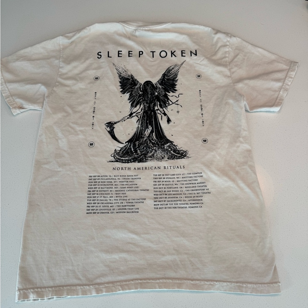 Sleep Token Take Me Back to Eden Tour Cream Graphic Tee Size L
